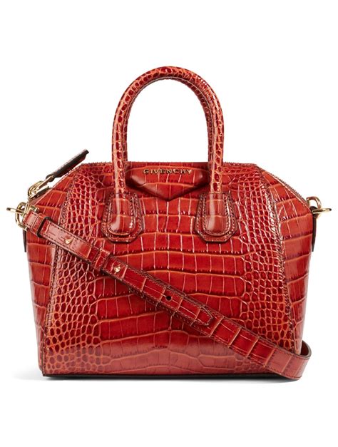 Mini Antigona bag in crocodile effect leat